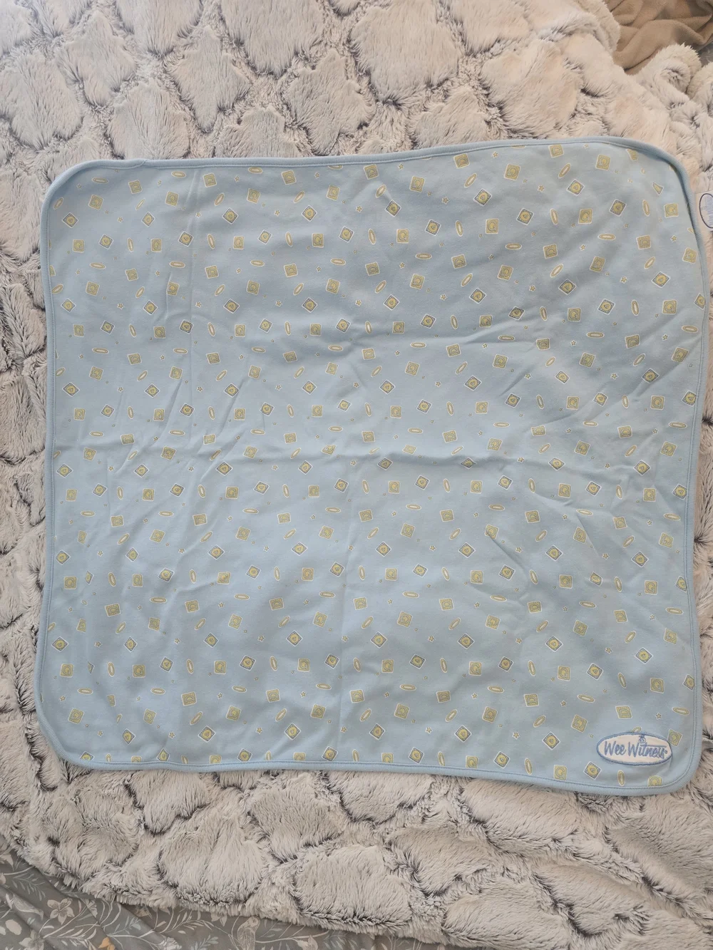 Vintage Wee Witness Blue Baby Blanket 100% Cotton